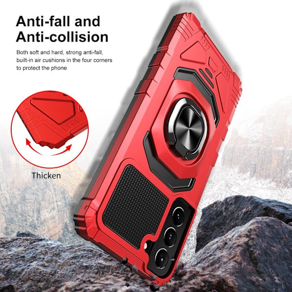 Slidstærkt cover i hård plast med blød inderside og kickstand til Samsung Galaxy S22 - Rød Red