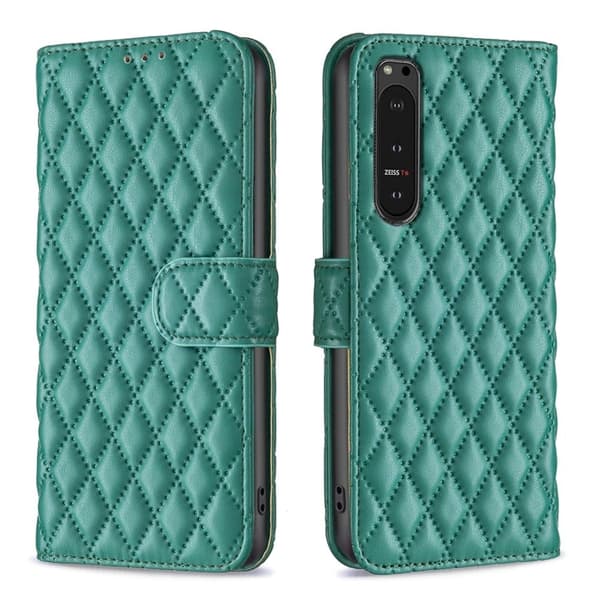 Rombemønster, matt flip-deksel for Sony Xperia 10 VI - Grønn Green