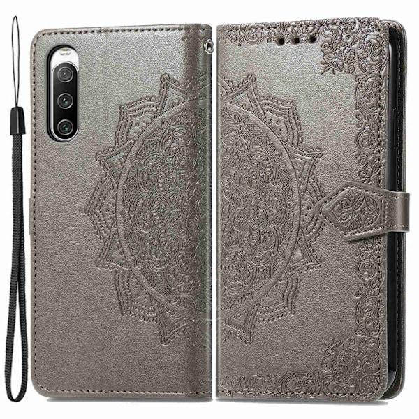 Mandala läder Sony Xperia 10 IV fodral - Silver/Grå Silvergrå