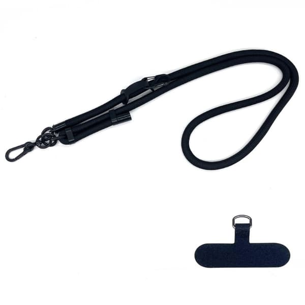 Justerbar nakke-/skuldersnor i polyester med telefonrem - Sort Black