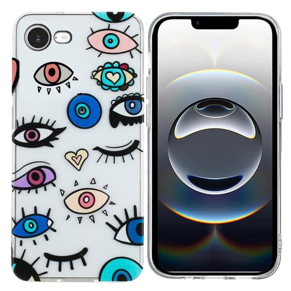 iPhone 16e-etui Mykt, fleksibelt bakdeksel med mønsterutskrift - Øyemonster Multicolor