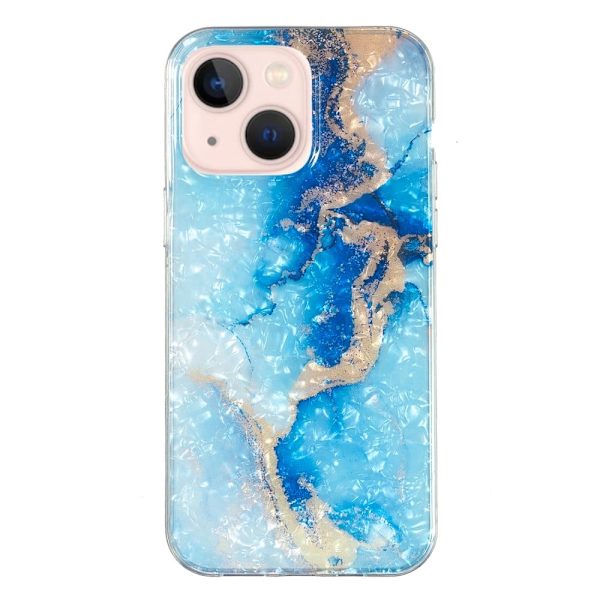 Marble design iPhone 14 Plus cover - Blå Guldmarmor Blue