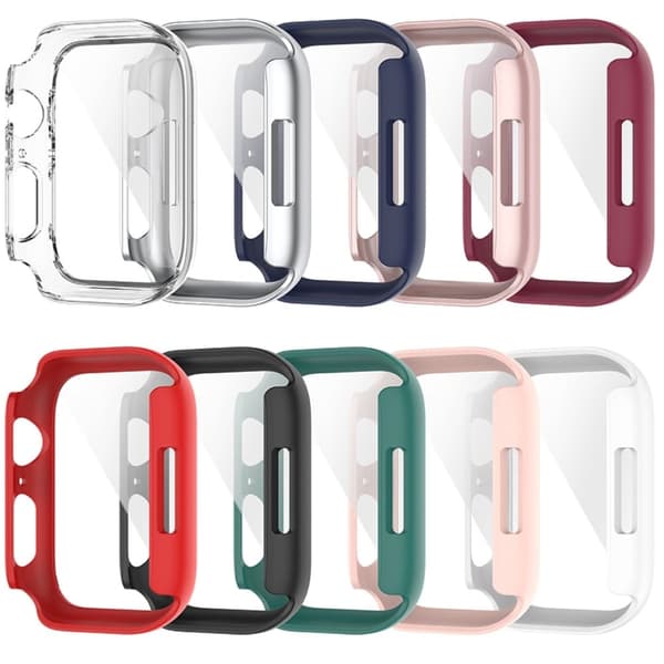 Apple Watch (45mm) 2-in-1 cover with tempered glass screen protector - Wine Red Röd