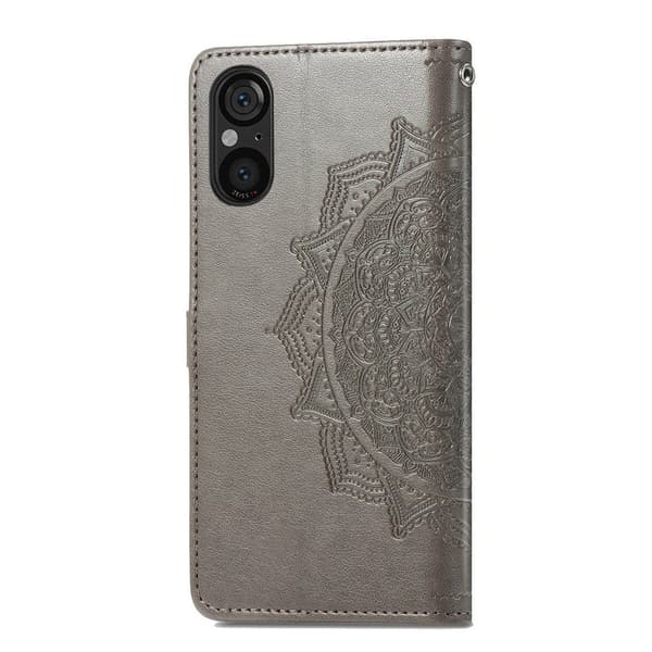 Mandala Sony Xperia 5 V etui i lær - Grå Silver grey