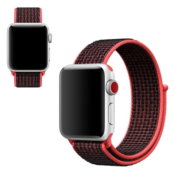 Apple Watch Series 5 44mm solid farve nylon urrem - Rød / Sort Black