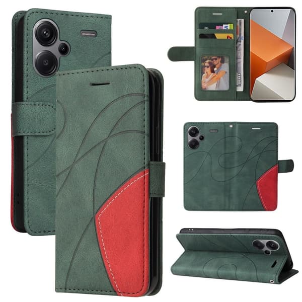 Teksturert læretui med stropp for Xiaomi Redmi Note 13 Pro Plus - Grønn Green