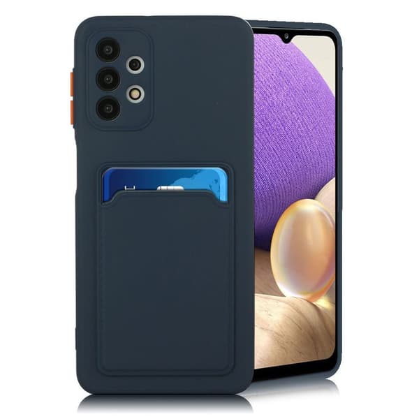 Card Holder Cover til Samsung Galaxy A32 - Mørkeblå Blue