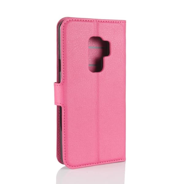 Samsung Galaxy S9 Plus Etui laget av kunstlær og silikon - Rosa Pink