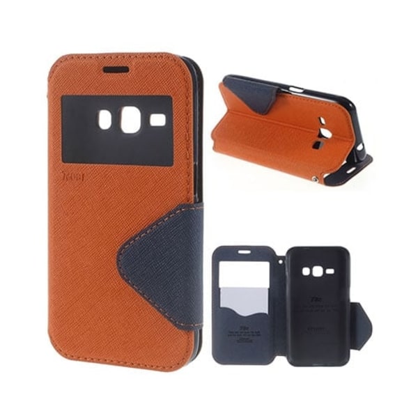 ROAR KOREA Fönster Läderfodral till Samsung Galaxy J1 (2016) - Orange Orange