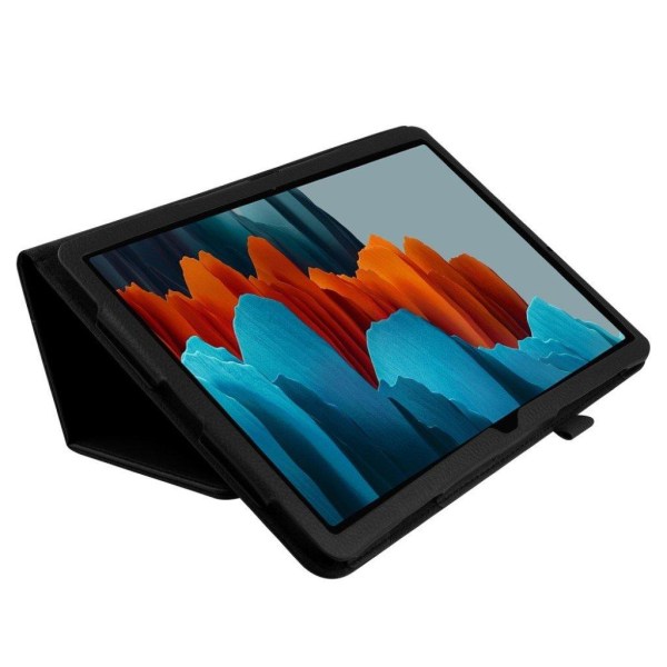 Samsung Galaxy Tab S7 Plus litchi läder flip fodral - svart Svart