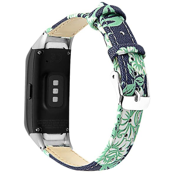 Samsung Galaxy Fit læder Læder Urrem - Sort / Blad Green