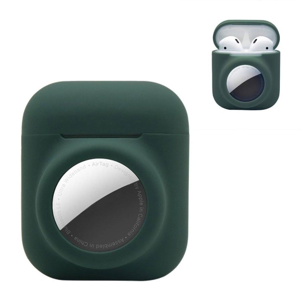 2-in-1 silicone case for AirPods / AirTag - Blackish Green Grön