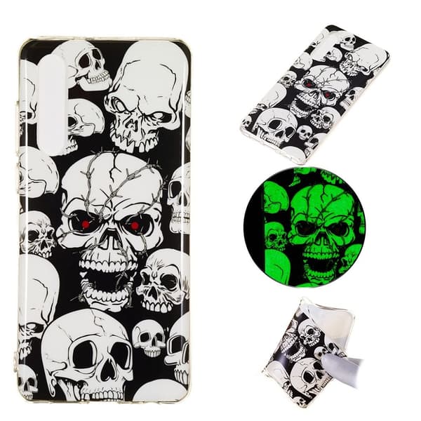 Huawei P30 Selvlysende Etui Med Mønster - Hodeskaller Multicolor