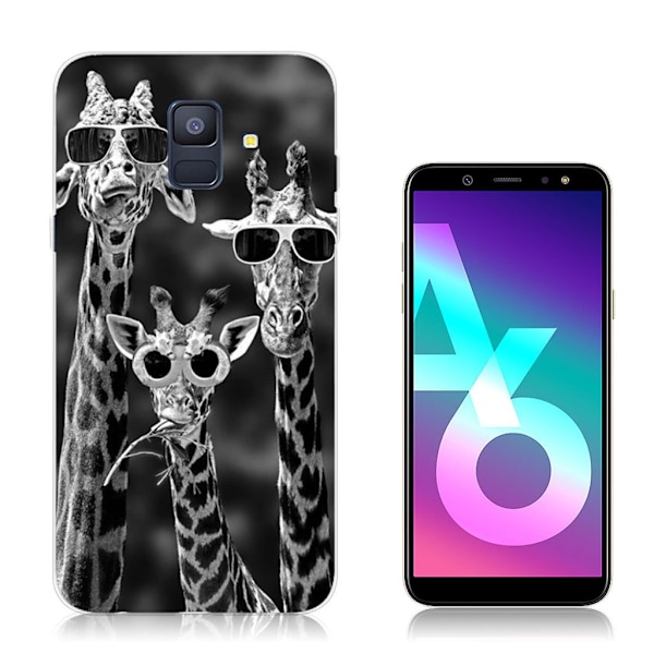 Samsung Galaxy A6 (2018) mobilskal silikon mönster - Cool giraffer multifärg
