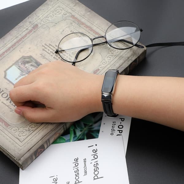 Fitbit Luxe aito nahkakellon hihna - Musta / Koko: L Black