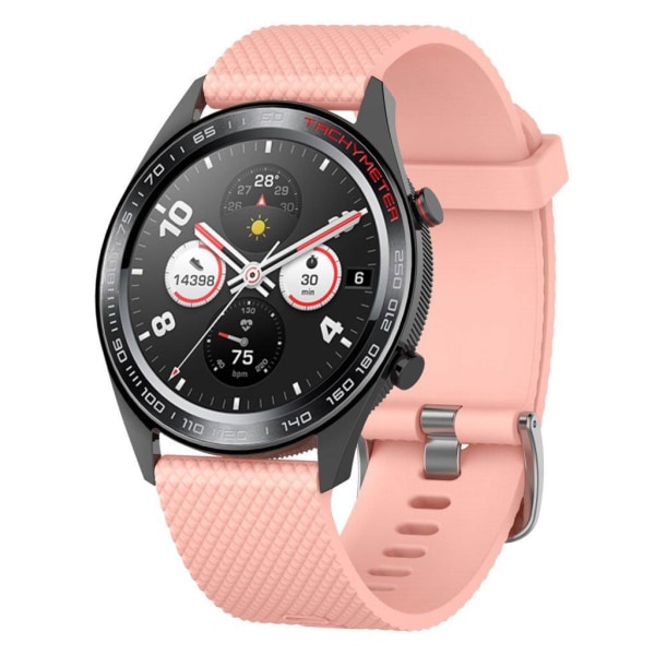 Huawei Watch GT / Samsung Galaxy Watch 46mm rhombus rakenne silikoni ranneke - Pinkki Pink