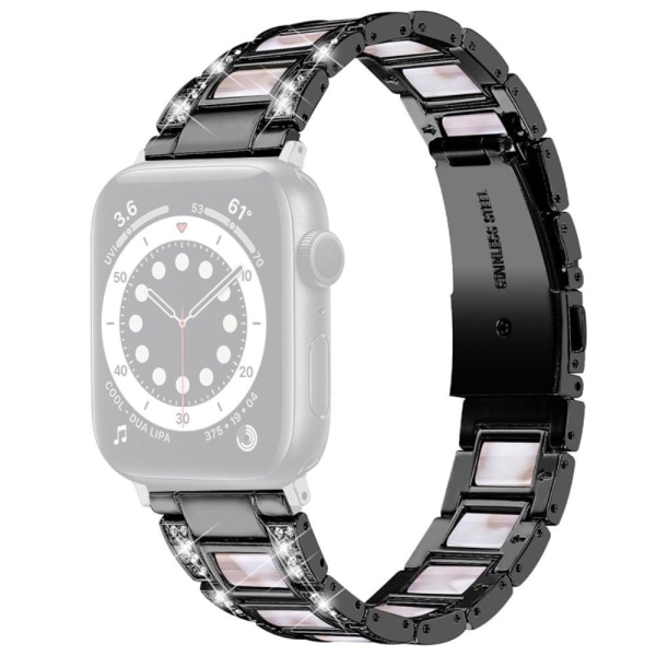 Apple Watch Series 8 (45mm) / Watch Ultra rhinestone urrem i rustfrit stål - Sort / Pink Mix Pink