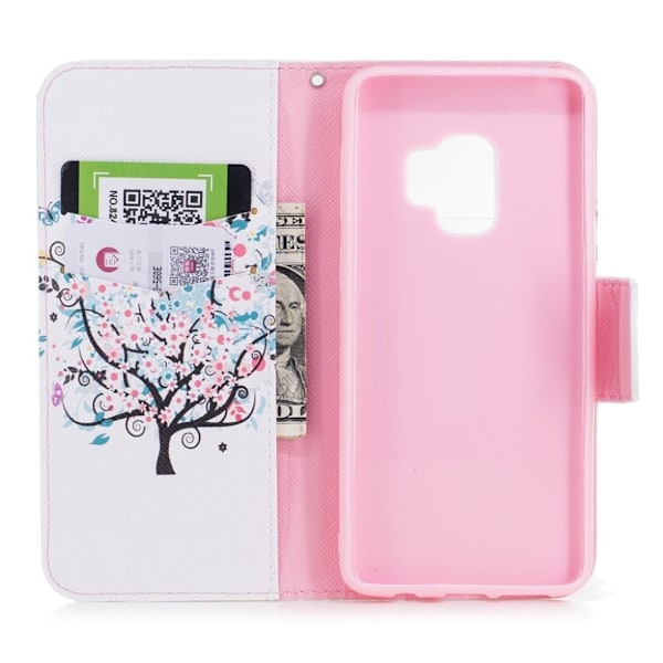 Samsung Galaxy S9 Printet Mønster PU læder flip etui - Blomster Træ Multicolor
