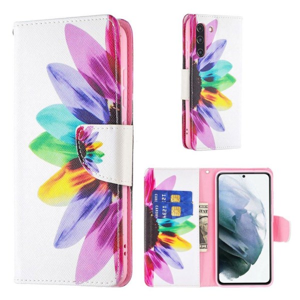 Wonderland Samsung Galaxy S21 FE Flip etui - Farverig kronblade Multicolor