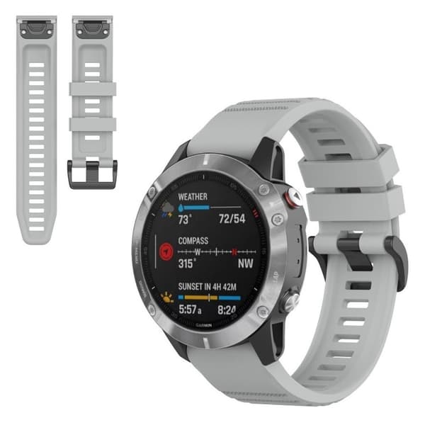 Garmin Fenix 6 tyylikäs silikoninen ranneke - Harmaa Silver grey