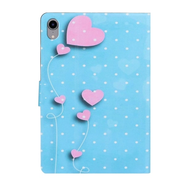 iPad 10.9 (2022) Pattern Printing Vegansk Læder stødsikkert Cover Foldable Stand Tablet Drop Resistant Case with Card Slots - Hjerteballon Blue