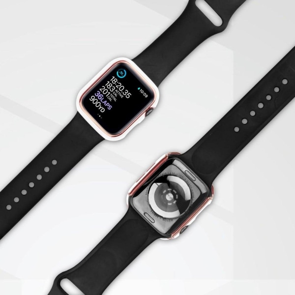 Apple Watch SE 2022 (44mm) dobbeltfarvet galvaniseringscover med hærdet glas - Hvid / Guld White