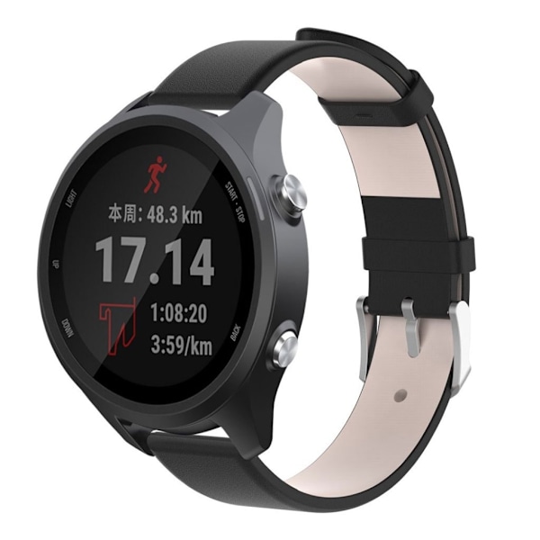 Garmin Forerunner 245 ægte læderurrem - sort Black