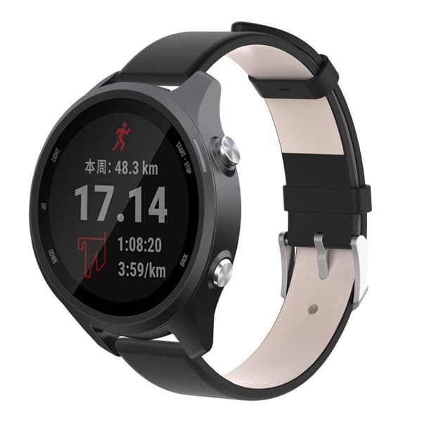 Garmin Forerunner 245 aito nahkakellon ranneke - Musta Black