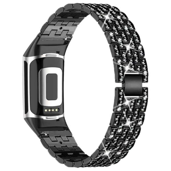 Fitbit Charge 5 rhinestone décor stainless steel watch strap - Black Black