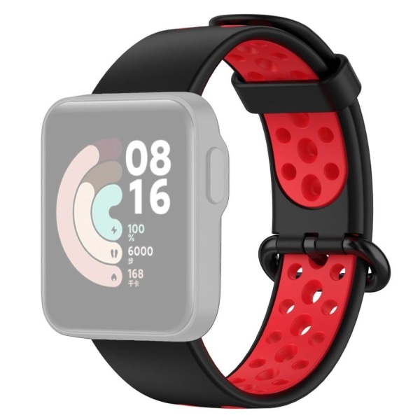 Xiaomi Redmi Watch 2 klockarmband i silikon med dubbla färger - Svart / Röd multifärg