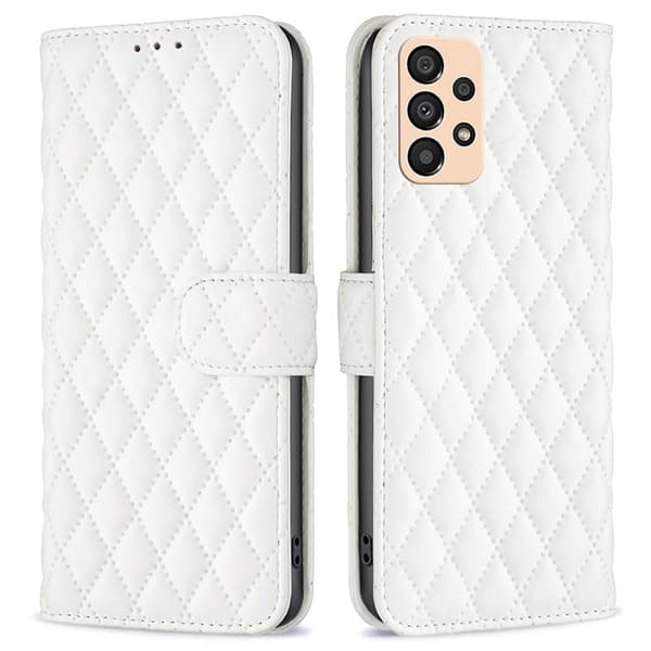 Matt Samsung Galaxy A33 5G fodral med rombmönster - Vit Vit