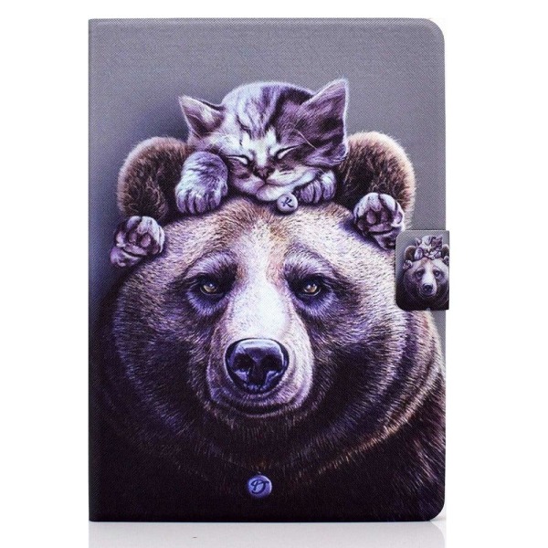 Amazon Fire 7 (2022) cool pattern leather case - Cat / Bear Purple