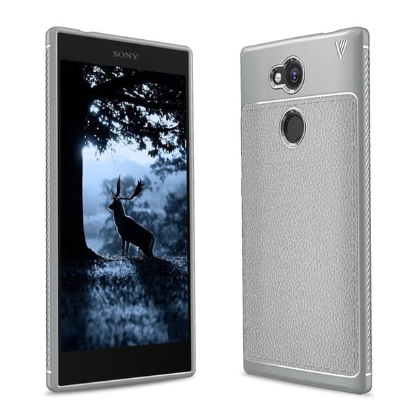 IVSO Sony Xperia L2 Deksel laget av kunstlær og silikon - Grå Silver grey