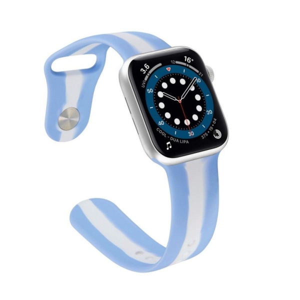 Apple Watch 42mm - 44mm väriraidallinen silikoninen kellonhihna - Lilac Blue