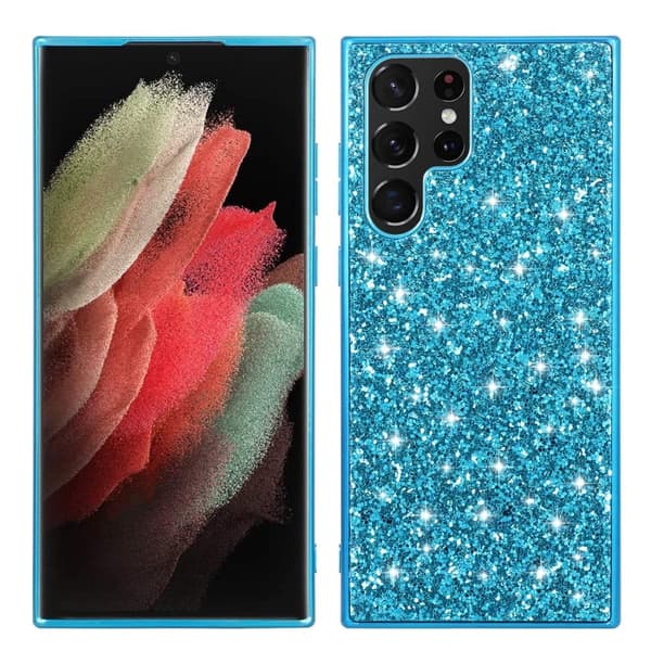 Glitter Samsung Galaxy S24 Ultra deksel - Blå Blue