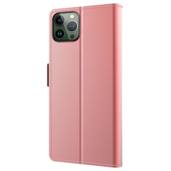 iPhone 14 Pro etui med makeup-spejl i smart design - Pink Pink