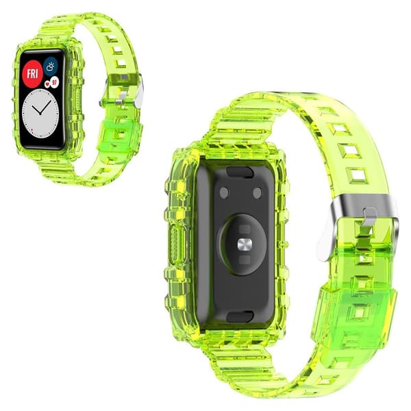 Huawei Watch Fit läpinäkyvä ranneke - Kellanvihreä Green