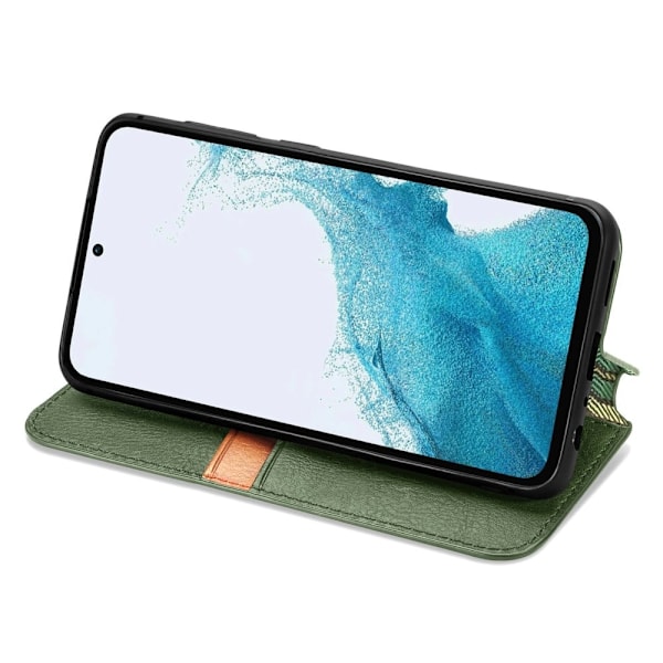 Nahkakotelo With A Stylish Rhombus Imprint For Samsung Galaxy A54 - Vihreä Green