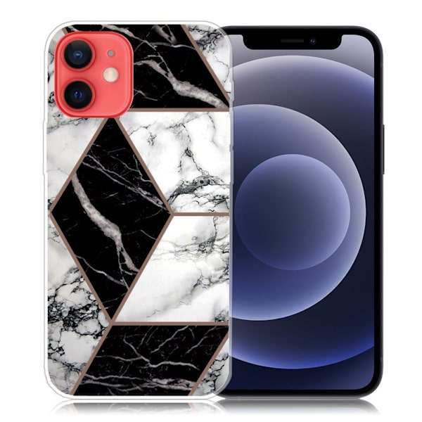 Marble design iPhone 12 Mini kotelot - Harmaa / Musta / Valkoinen Multicolor