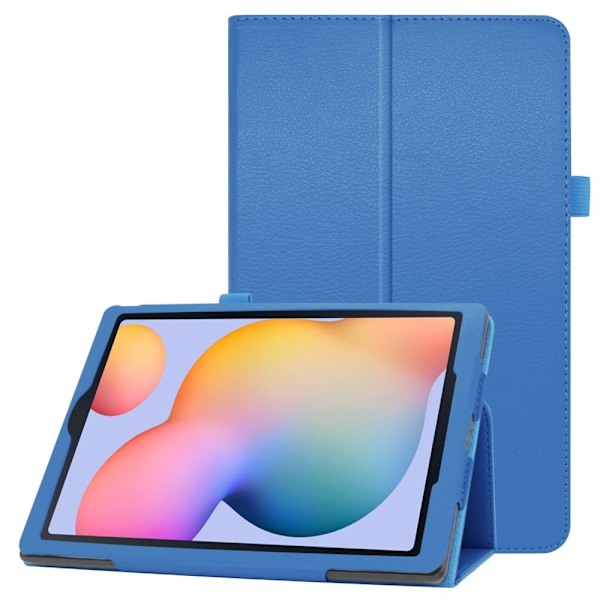 Samsung Galaxy Tab S6 Lite flipfodral i litchi-texturläder - Blå Blå