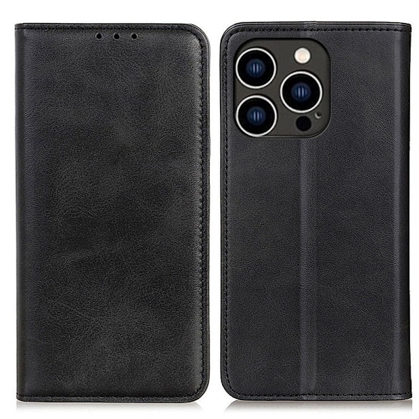 Äkta läder iPhone 14 Pro fodral - Svart Svart