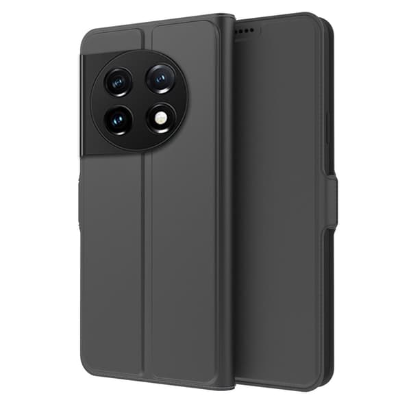 Glatt og tynt premium PU-skinnetui for OnePlus 11 - Svart Black