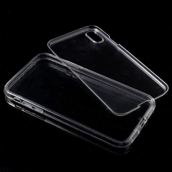 iPhone X akrud/silikon cover - Grå med inside motiv Transparent