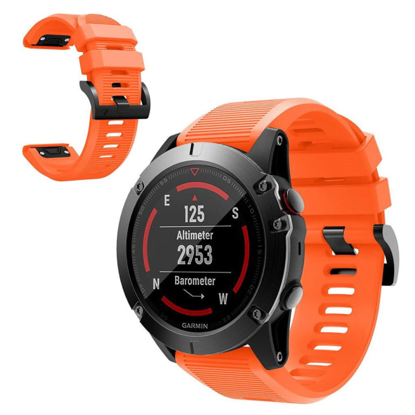 Garmin Fenix 5X silikonearmbånd med striber - Orange Orange