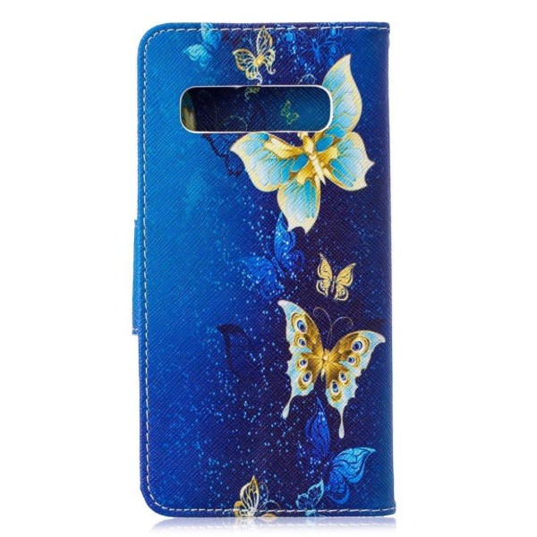 Samsung Galaxy S10 mønstret læder flip etui - Sommerfugl Multicolor