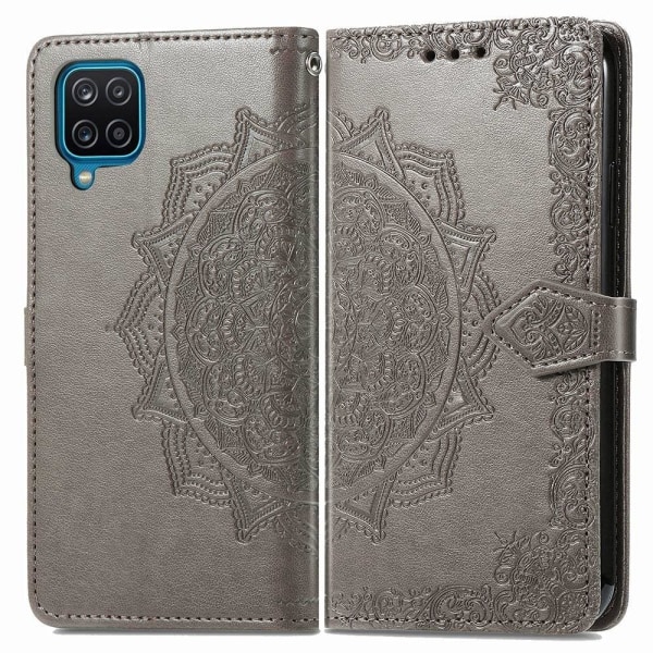 Mandala Samsung Galaxy M33 5G nahkakotelo - Harmaa Silver grey