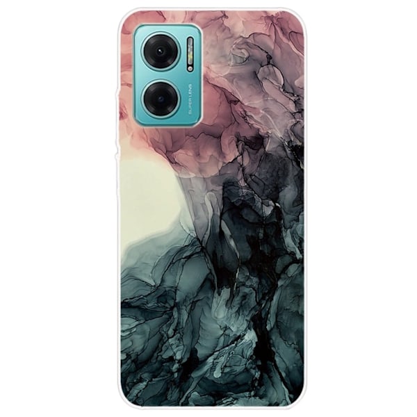 Marble design Xiaomi Redmi Note 11E cover - Lyserød Og Grøn Marmor Multicolor