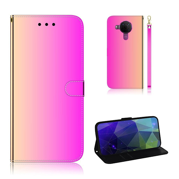 Mirror Nokia 5.4 flip case - Ruusu Pink