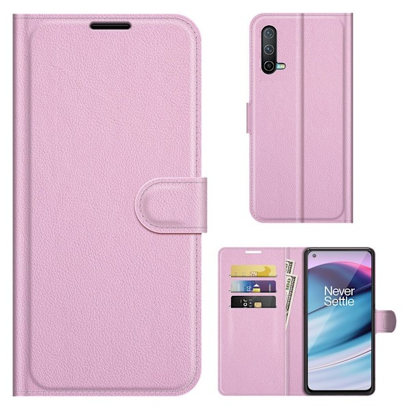 Klassisk OnePlus Nord CE 5G flip etui - Pink Pink