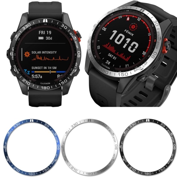 Garmin Fenix 7S sporty skala i rustfrit stål - Blå / Hvid Black